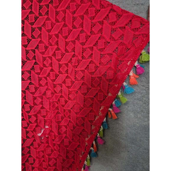 Susan Graver Beach Coverup Kimono Top‎ Women M Coral Pink Boho Resort Semi Sheer - Picture 3 of 9